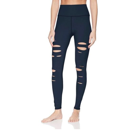 Alo Yoga Pants - Alo Yoga Womens Ripped Warrior‎ Cutout Front High Waist Leggings Plum Size XS